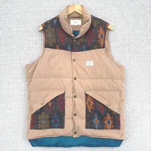 Lifetime Puffer Vest Aztec Print Down Filled Quilted‎ Sz L Western Cowboy Boho